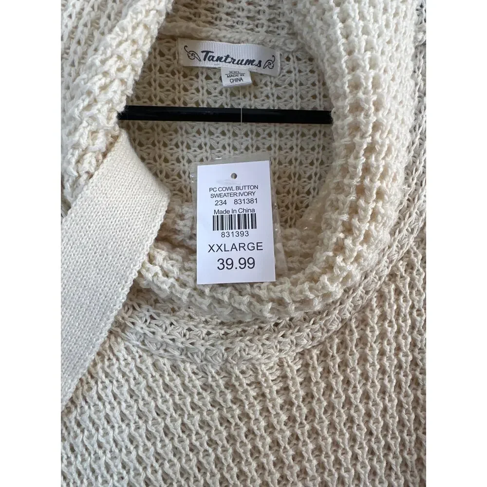 Tantrums cream knit open pullover sweater 2XL c2